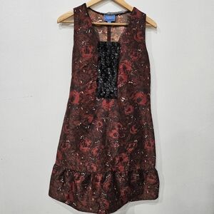 Simply Vera Vera Wang Red and Black Floral Sequin Embellished Dress Size S